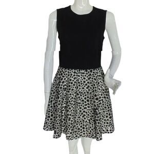 DVF Jeannie Dress, 8, Leopard Dot, Black/Chalk, Fit & Flare, Sleeveless